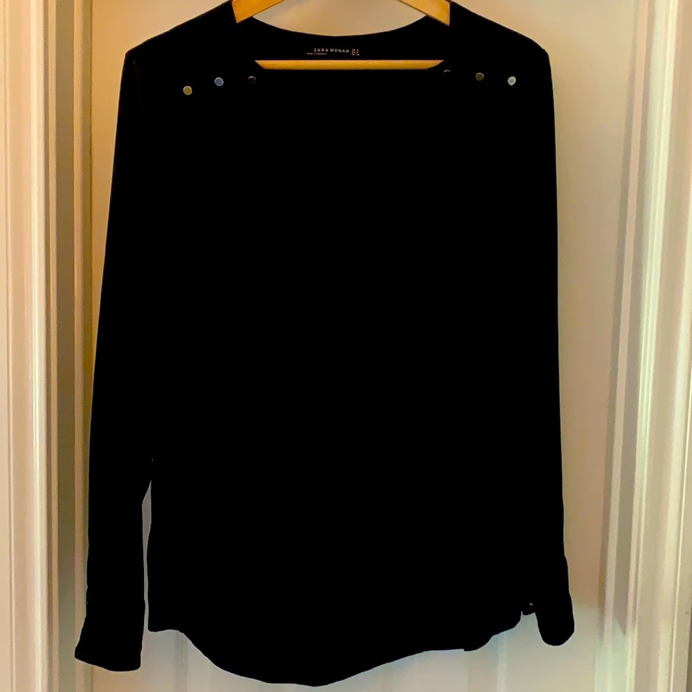 Zara black blouse with button detailing size M